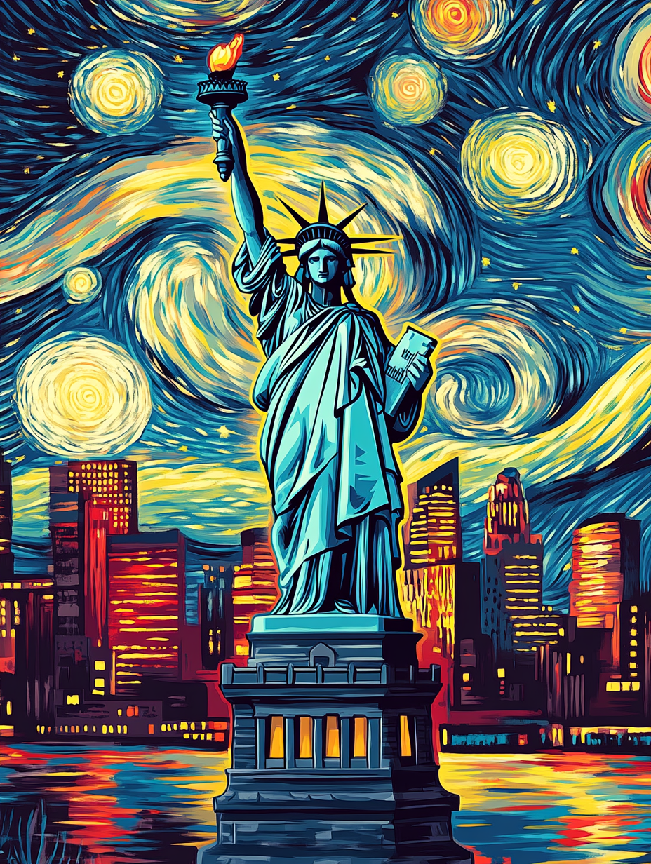 Tableau Décoratif Nuit Étoilée à New York - Artibar Tableaux de décoration Art abstrait