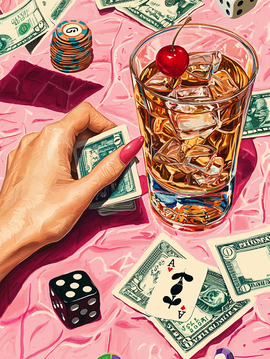 Tableau Décoratif Poker et Whisky Glamour - Artibar Tableaux de décoration Art abstrait