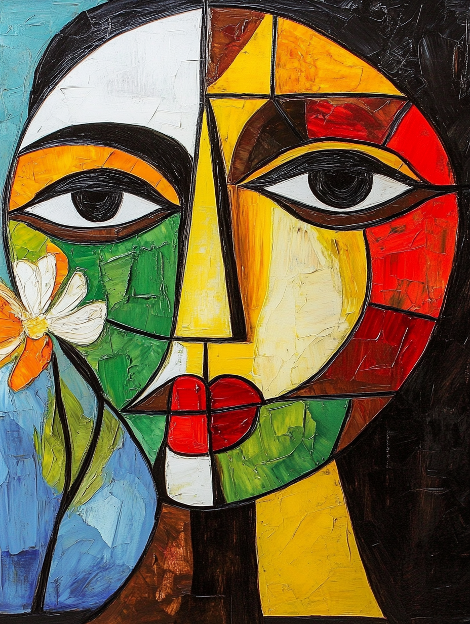Tableau Décoratif Cubiste aux Couleurs Vibrantes - Artibar Tableaux de décoration Art abstrait
