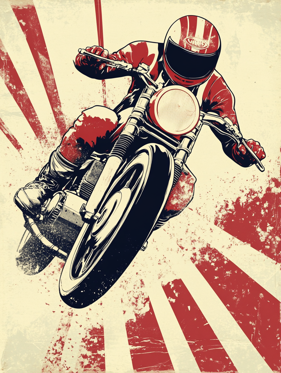 Tableau Décoratif Moto Vintage en Action - Artibar Tableaux de décoration Art abstrait