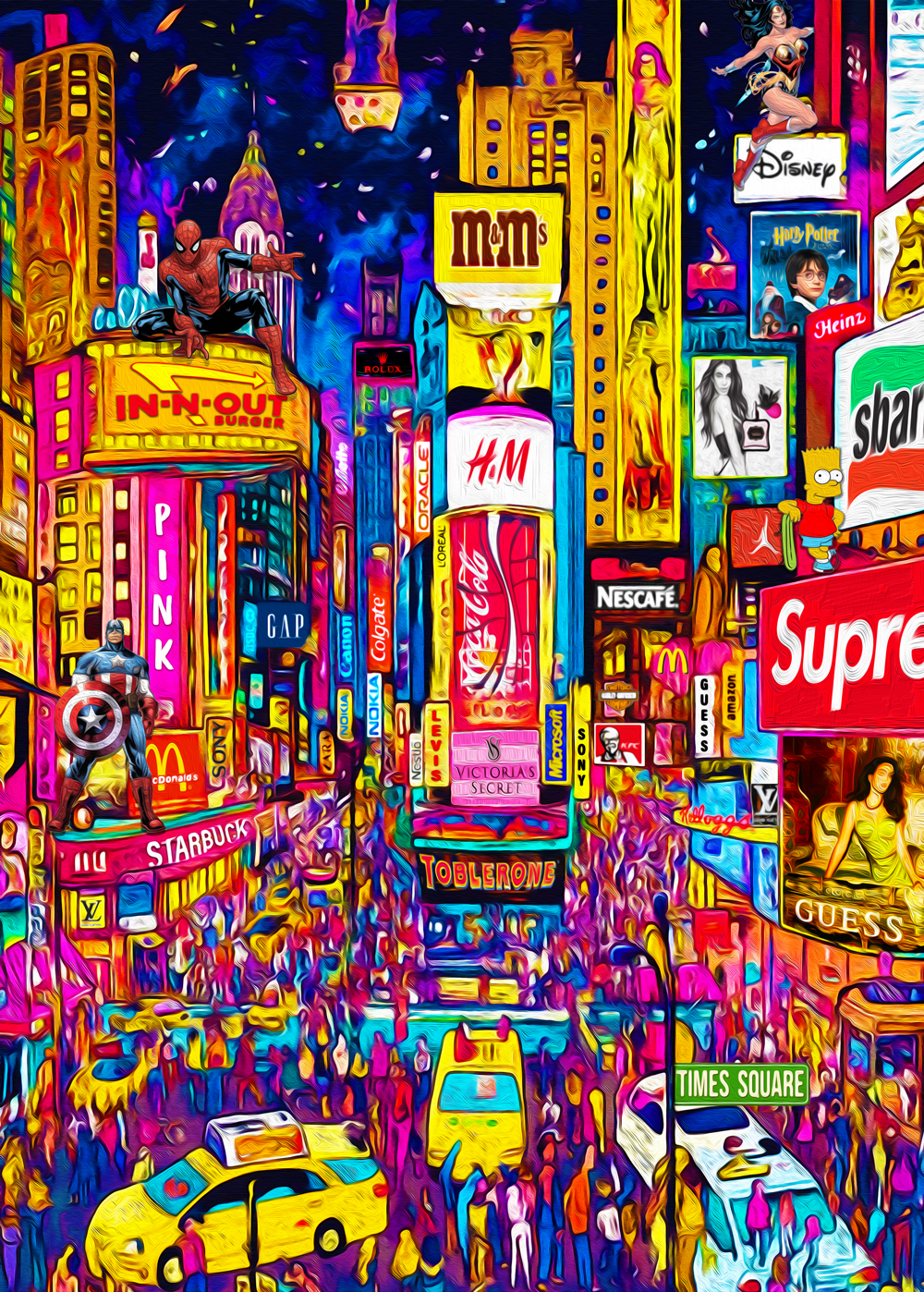 Tableau Décoratif Explosion Pop à Times Square - Artibar Tableaux de décoration Art abstrait