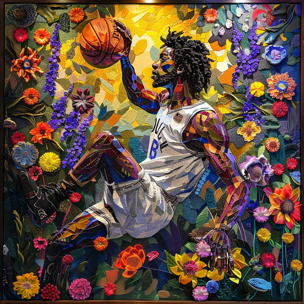 Tableau Décoratif Énergie Florale et Basketball - Artibar Tableaux de décoration Art abstrait