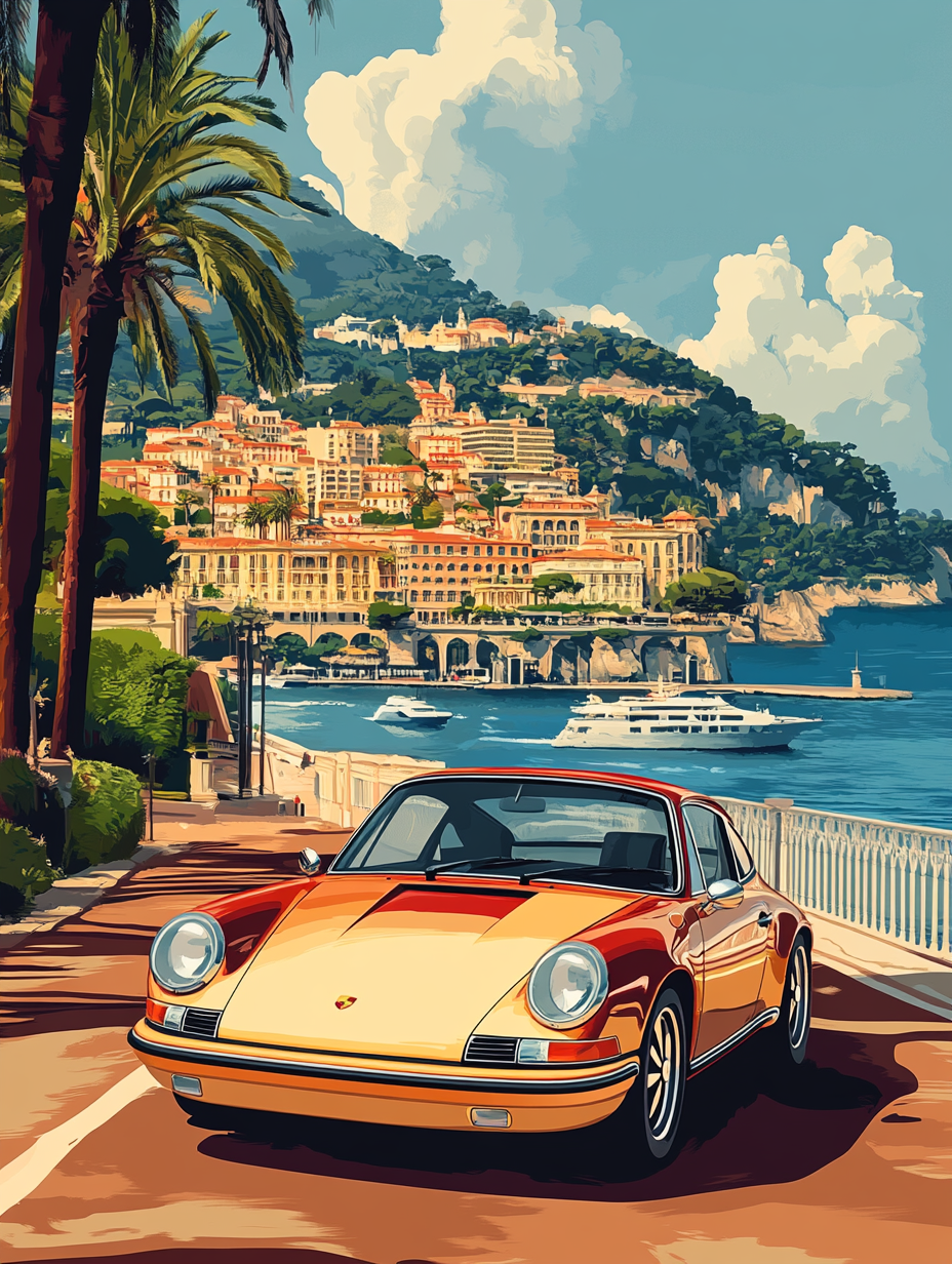 Tableau Décoratif Voiture Classique à Monaco - Artibar Tableaux de décoration Art abstrait