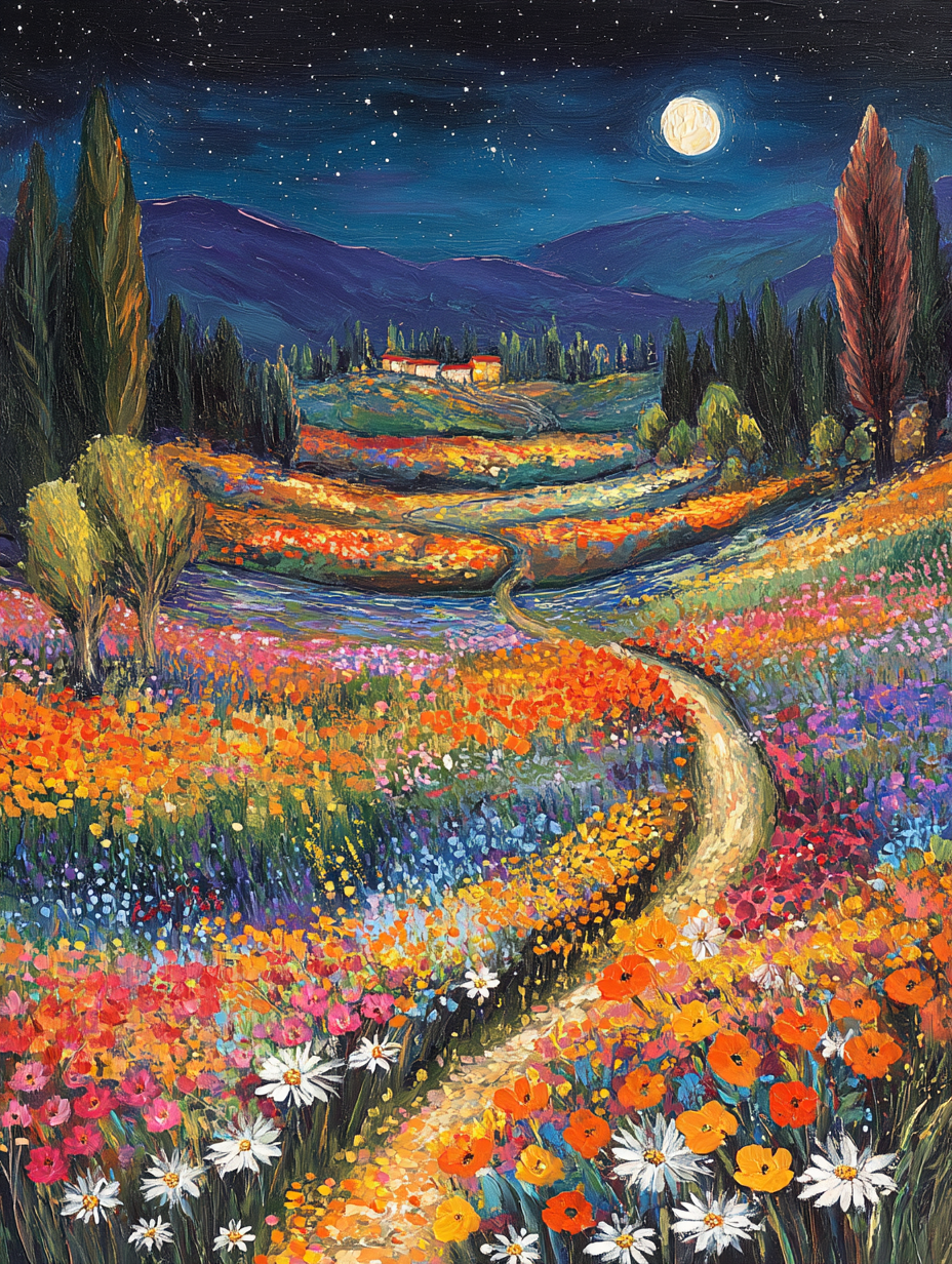 Tableau Décoratif Clair de Lune en Fleurs - Artibar Tableaux de décoration Art abstrait