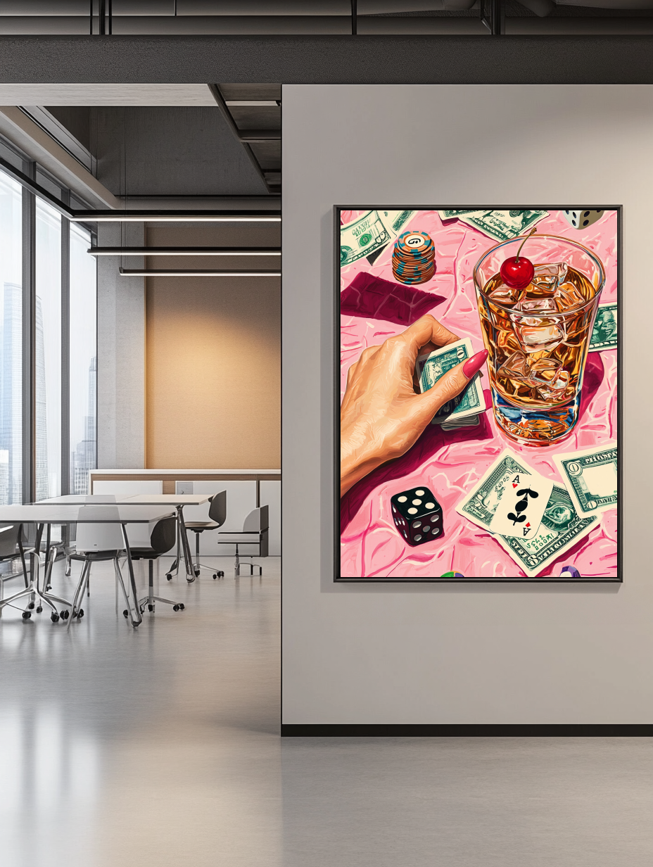 Tableau Décoratif Poker et Whisky Glamour - Artibar Tableaux de décoration Art abstrait
