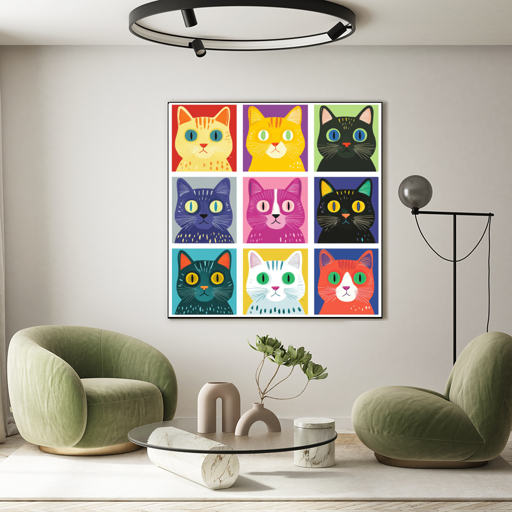 Tableau Décoratif - Chats Pop Art - Artibar Tableaux de décoration Art abstrait