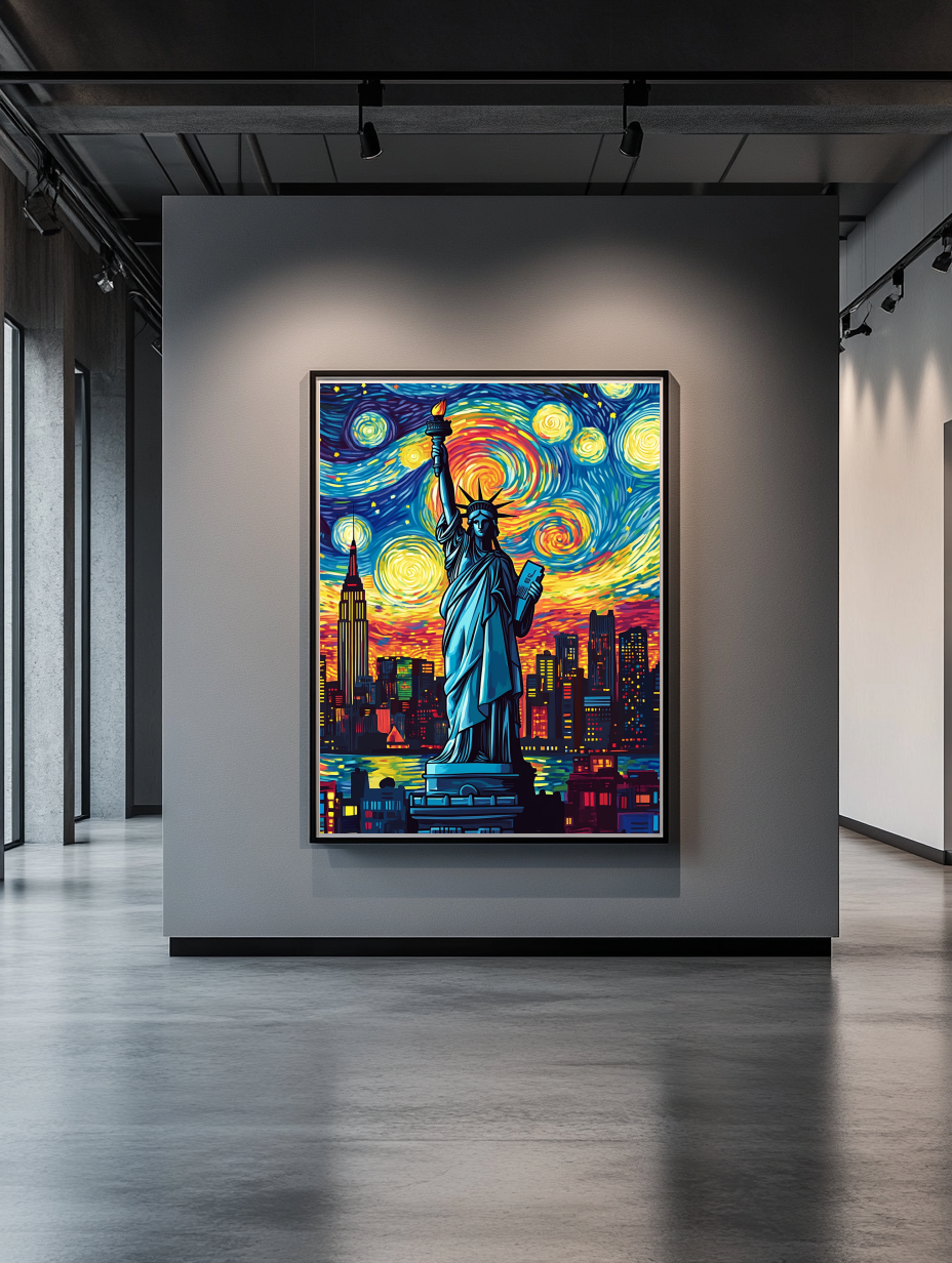 Tableau Décoratif Nuit Étoilée à New York - Artibar Tableaux de décoration Art abstrait
