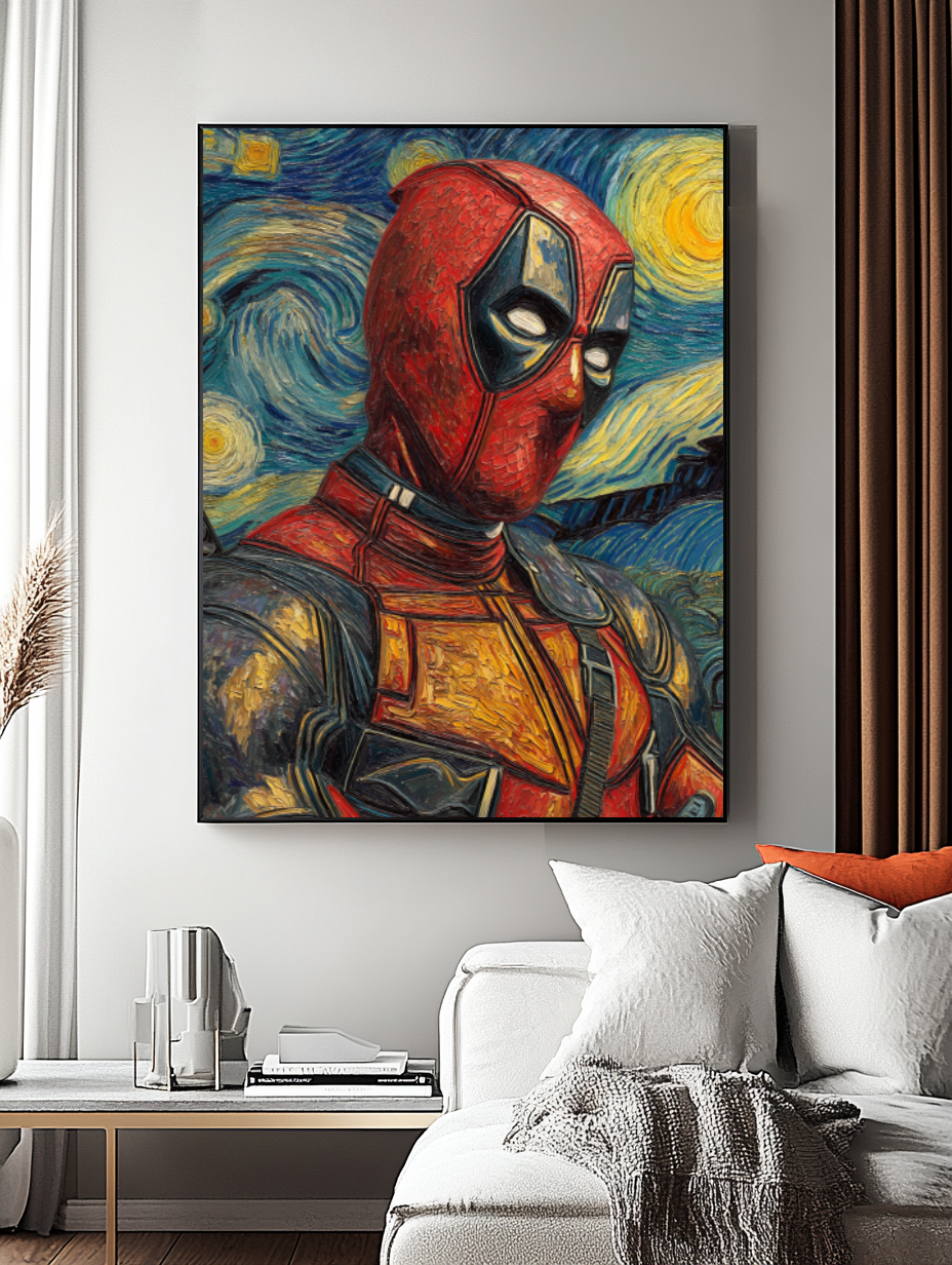 Tableau Décoratif : Deadpool dans la Nuit Étoilée - Artibar Tableaux de décoration Art abstrait