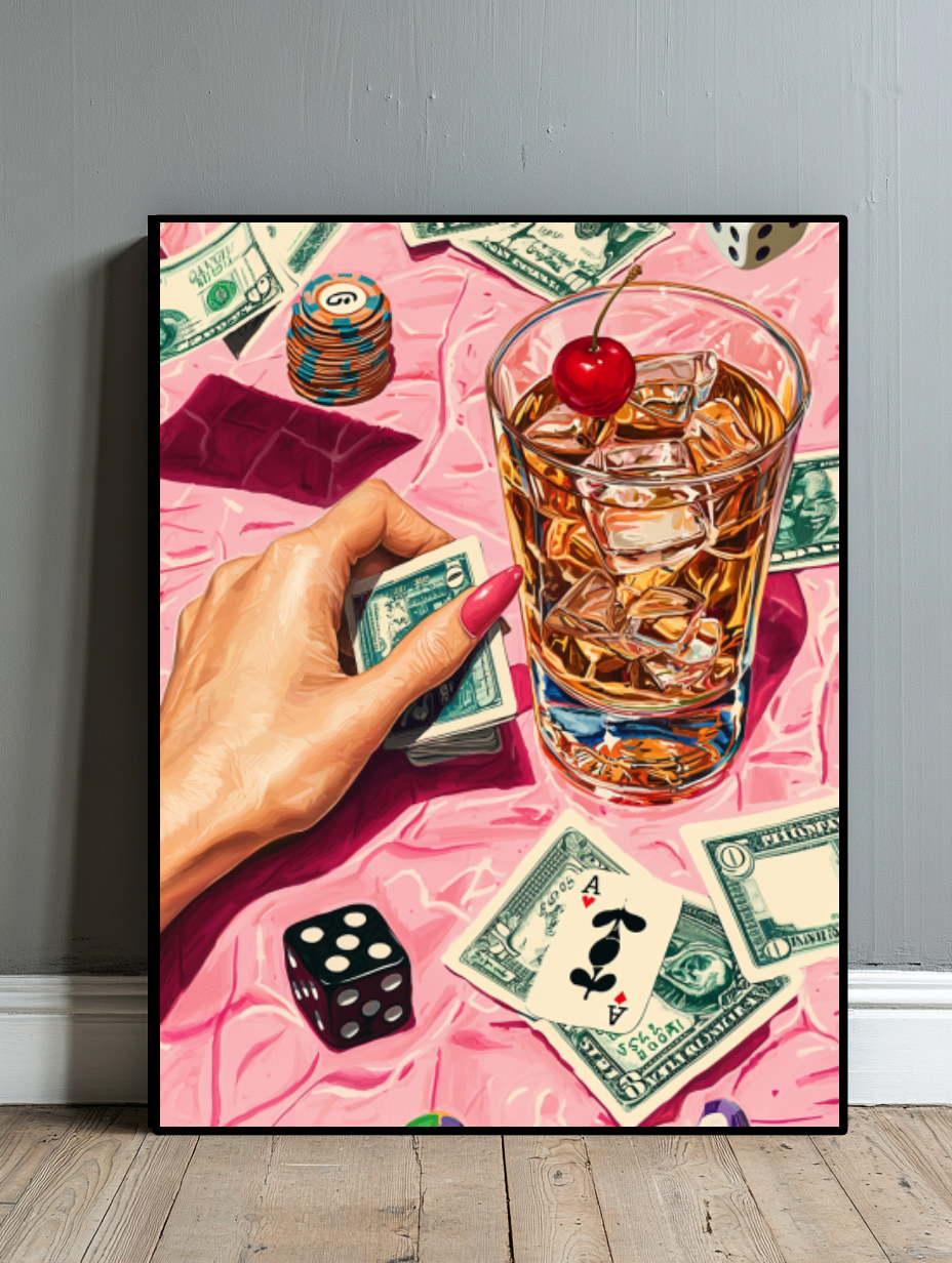 Tableau Décoratif Poker et Whisky Glamour - Artibar Tableaux de décoration Art abstrait