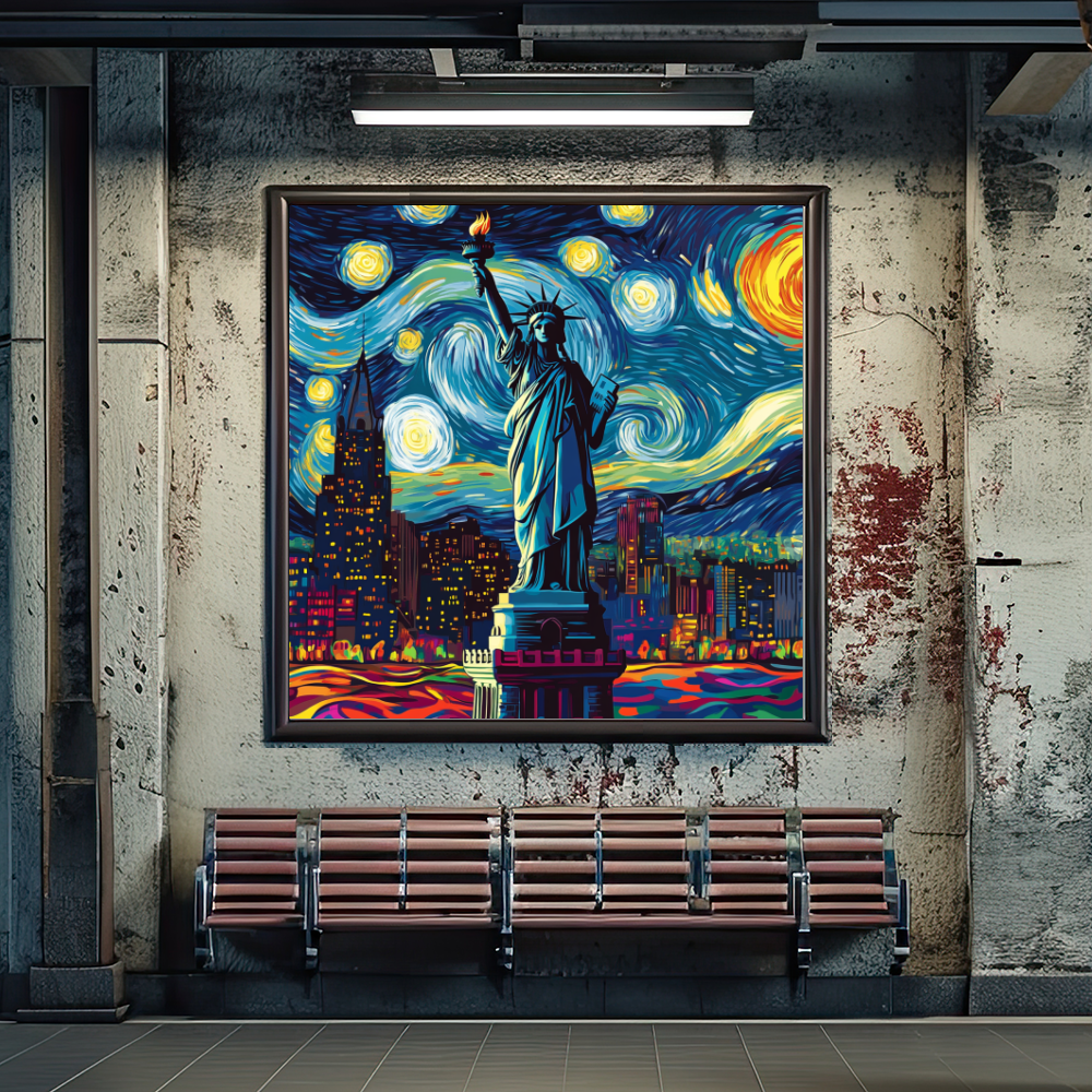 Tableau Décoratif Nuit Étoilée à New York - Artibar Tableaux de décoration Art abstrait