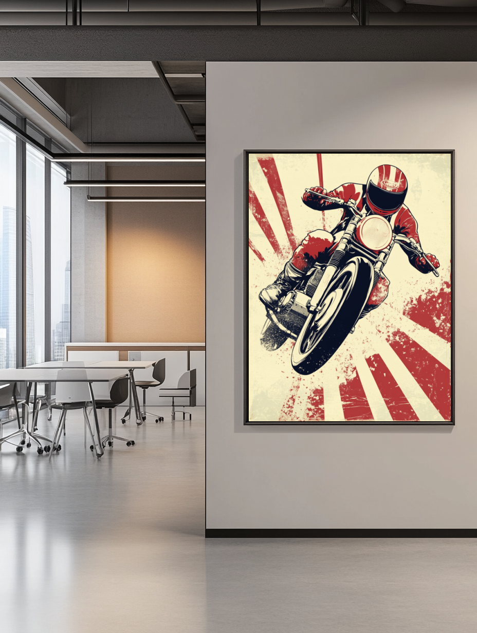 Tableau Décoratif Moto Vintage en Action - Artibar Tableaux de décoration Art abstrait