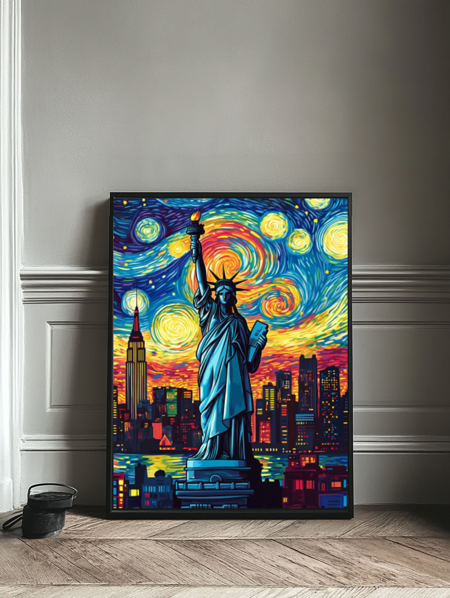 Tableau Décoratif Nuit Étoilée à New York - Artibar Tableaux de décoration Art abstrait