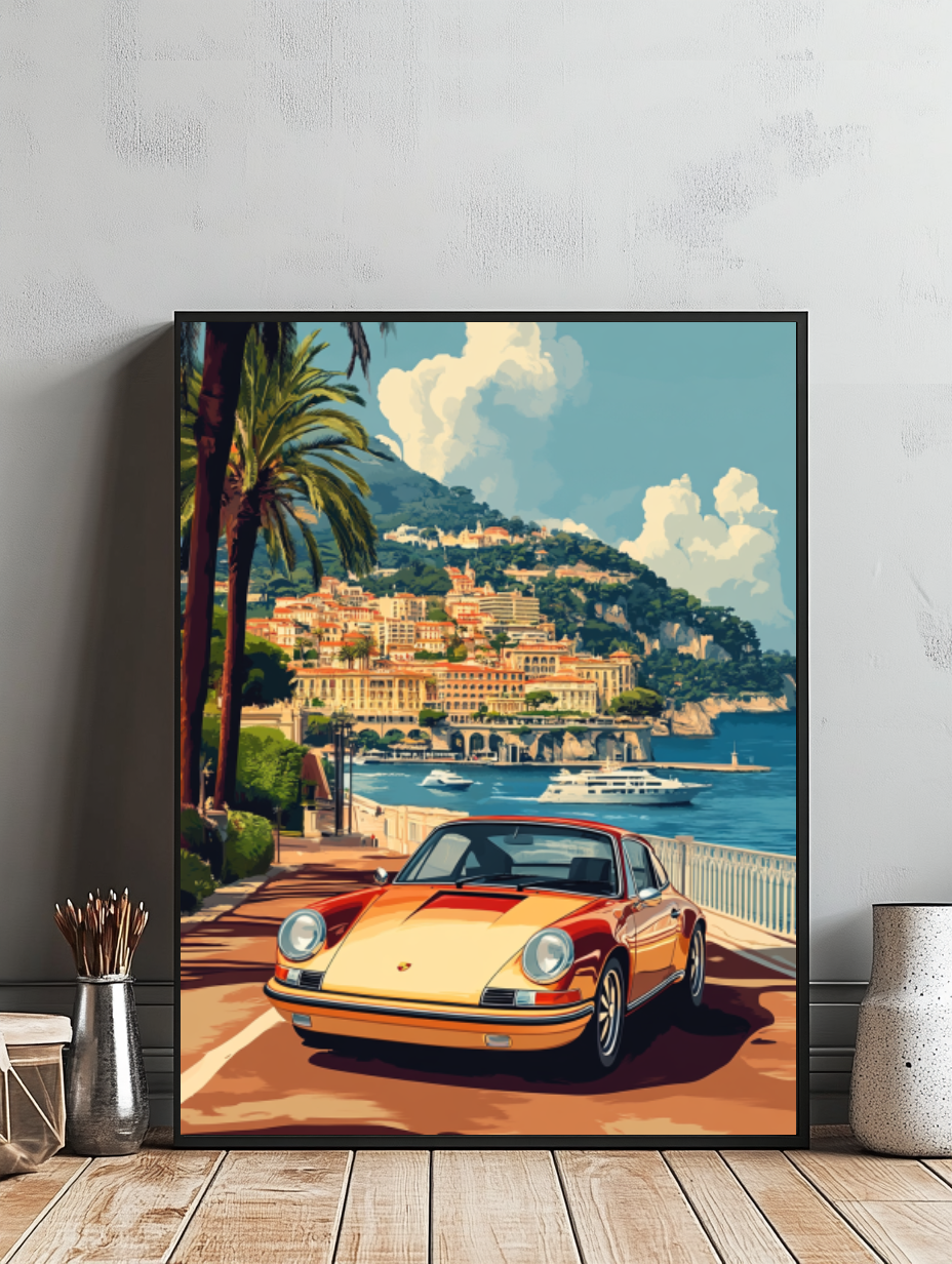 Tableau Décoratif Voiture Classique à Monaco - Artibar Tableaux de décoration Art abstrait