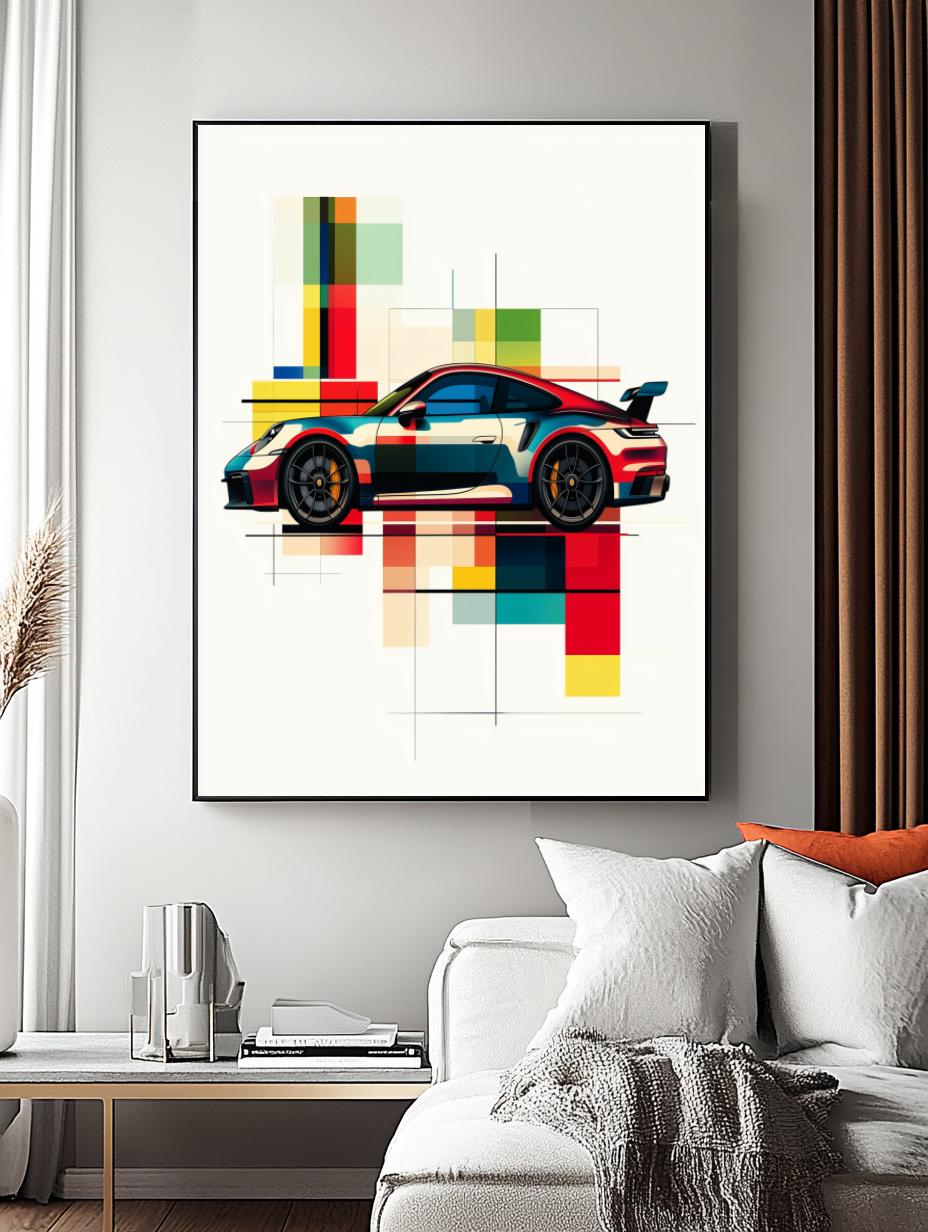 Tableau Décoratif Voiture Futuriste en Couleurs Dynamiques - Artibar Tableaux de décoration Art abstrait