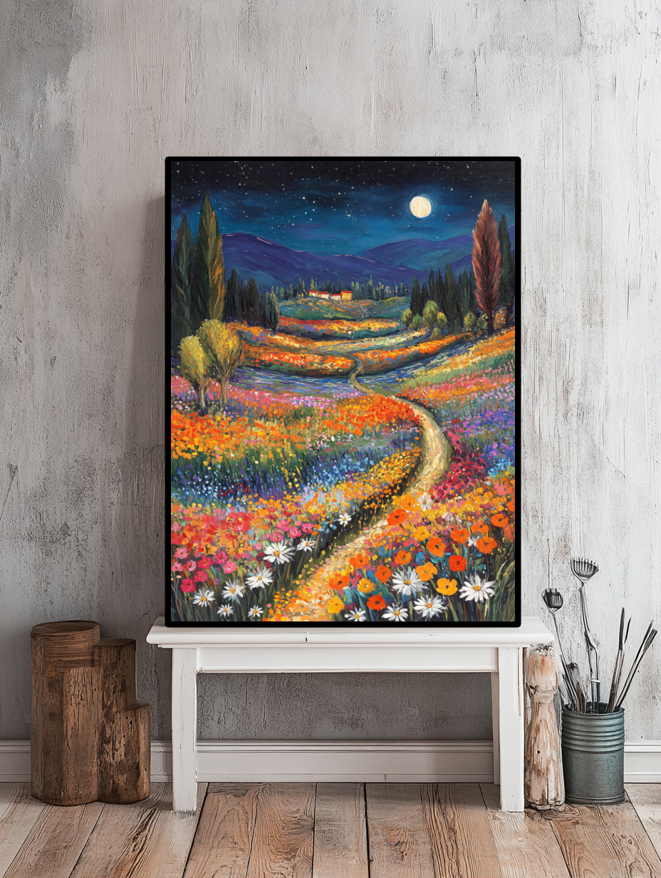 Tableau Décoratif Clair de Lune en Fleurs - Artibar Tableaux de décoration Art abstrait