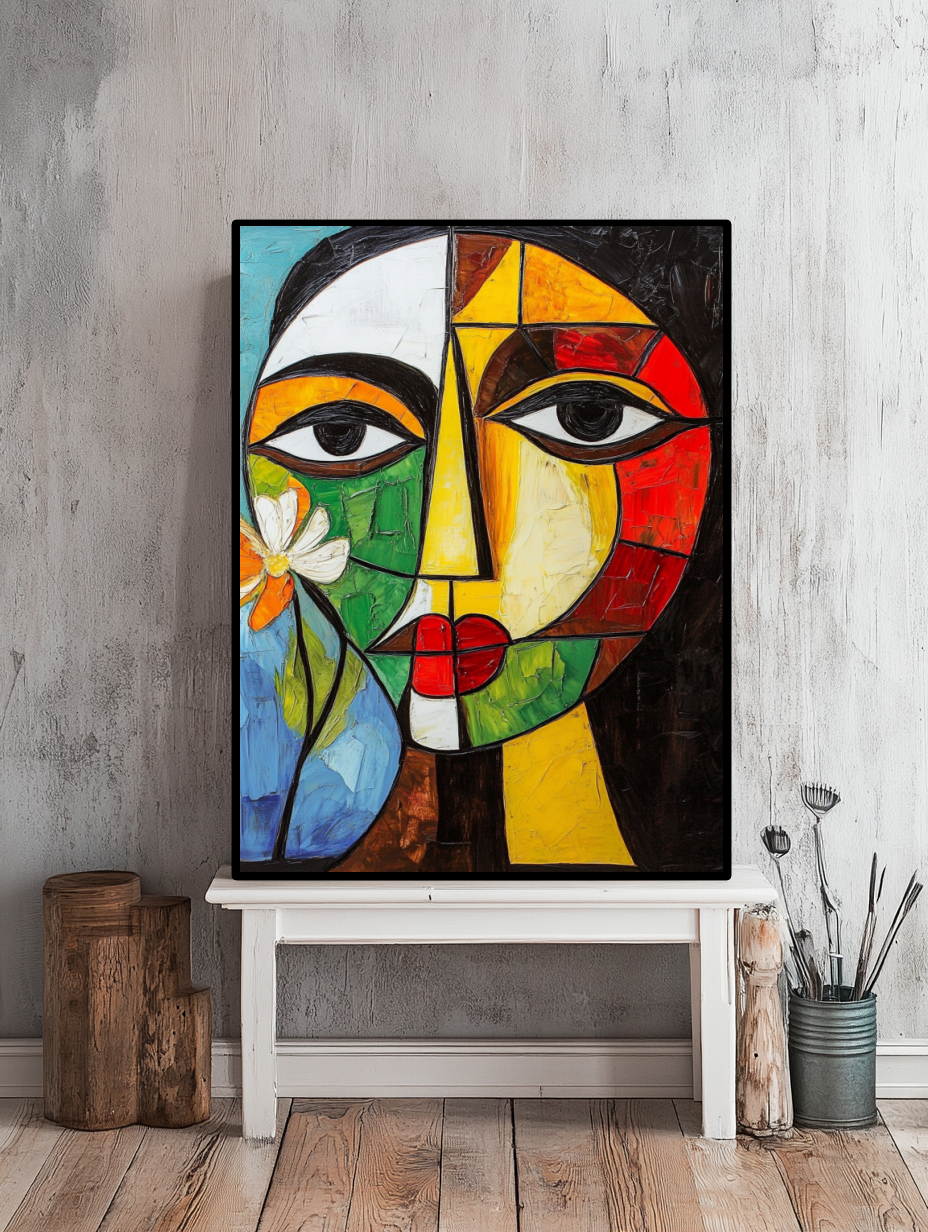 Tableau Décoratif Cubiste aux Couleurs Vibrantes - Artibar Tableaux de décoration Art abstrait