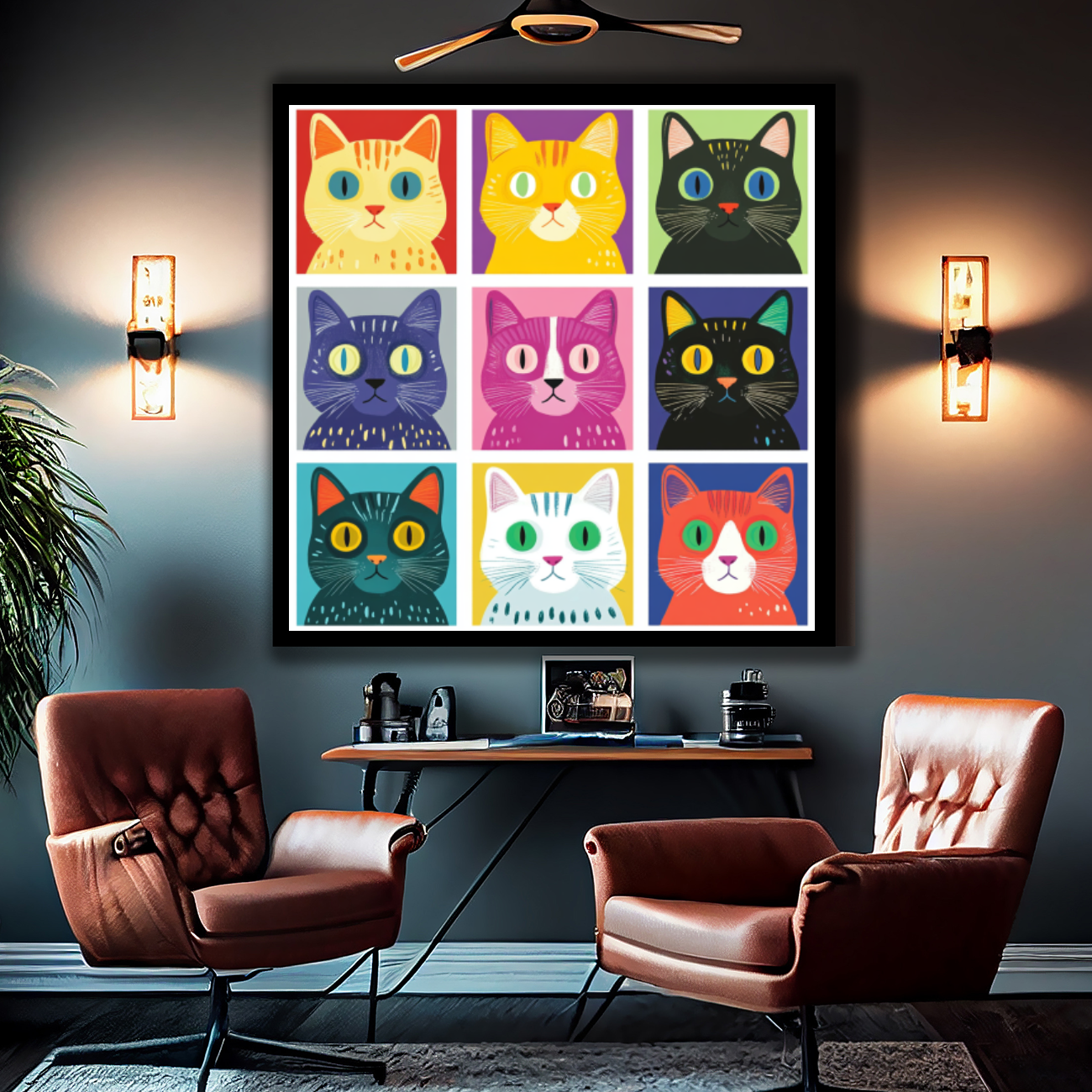 Tableau Décoratif - Chats Pop Art - Artibar Tableaux de décoration Art abstrait
