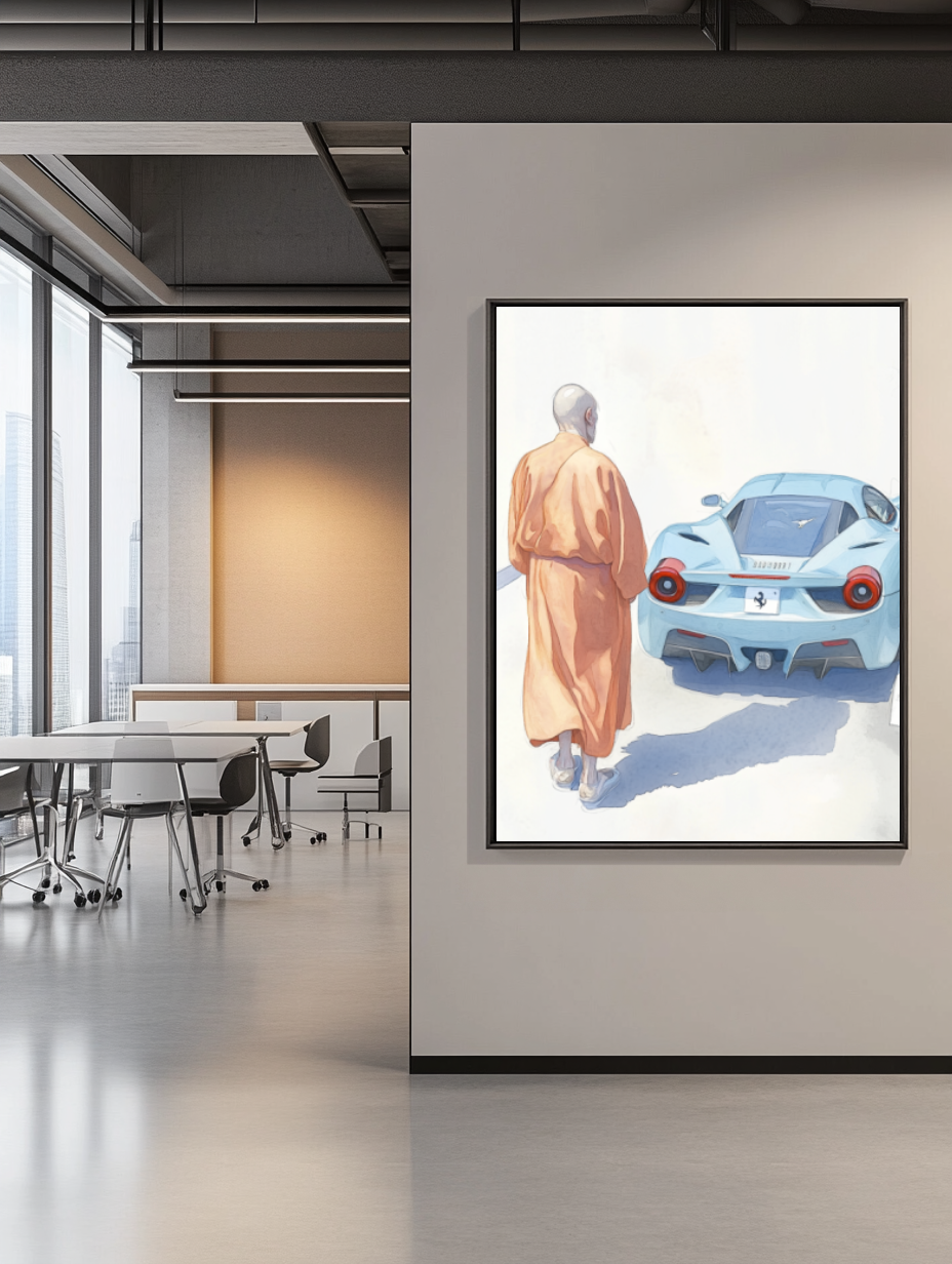 Tableau Décoratif - Le Moine et la Supercar - Artibar Tableaux de décoration Art abstrait