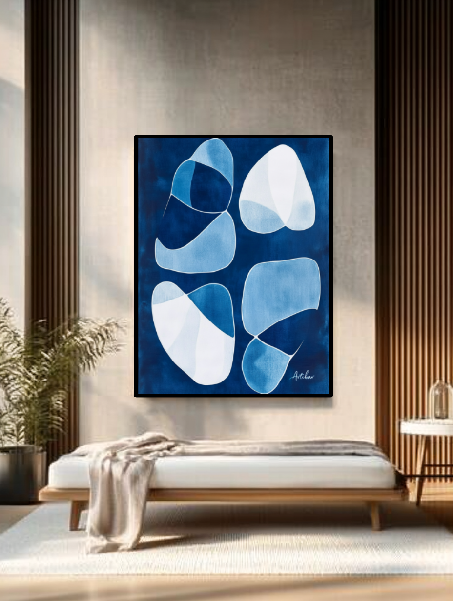 Tableau Décoratif Abstrait Bleu Hypnotique - Artibar Tableaux de décoration Art abstrait