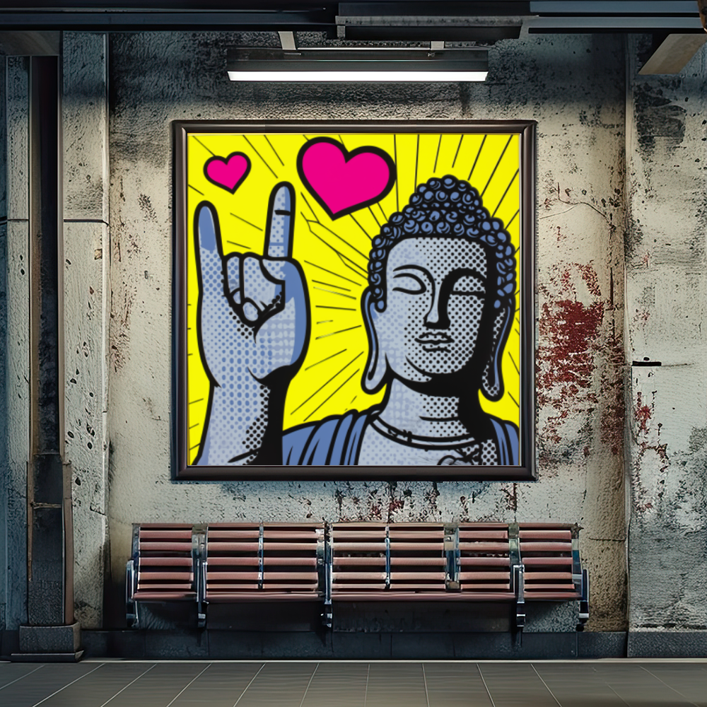 Tableau Décoratif Bouddha Pop Love - Artibar Tableaux de décoration Art abstrait