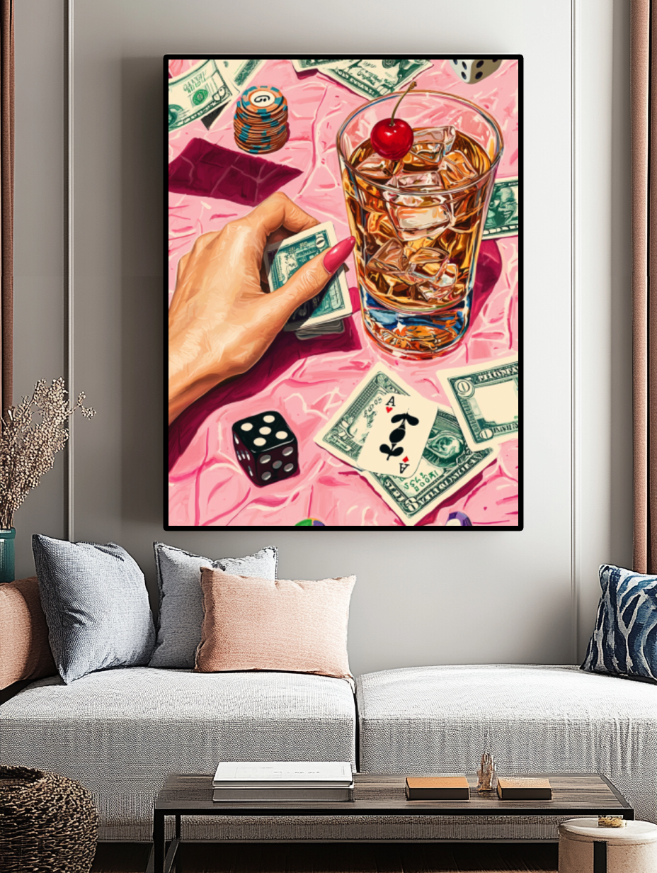 Tableau Décoratif Poker et Whisky Glamour - Artibar Tableaux de décoration Art abstrait