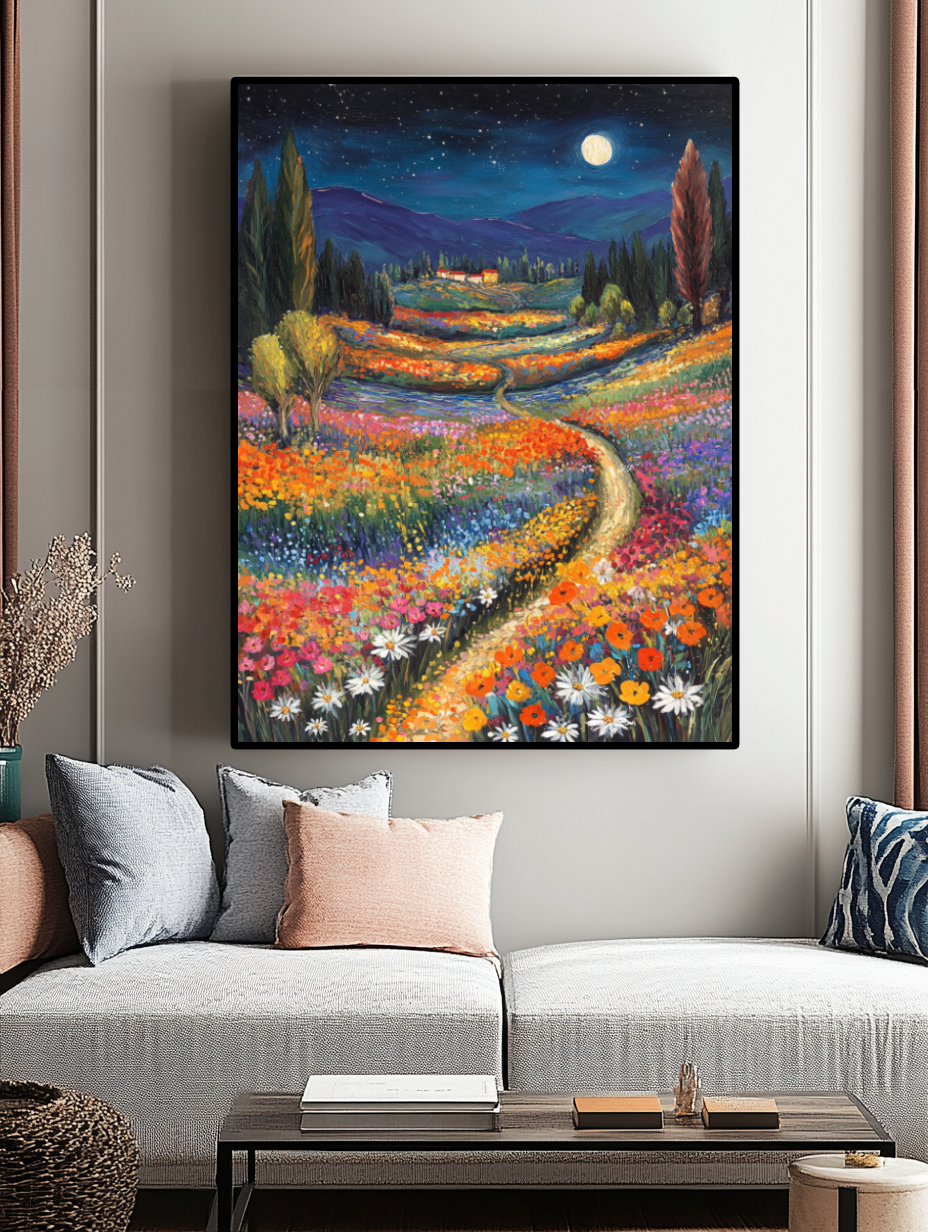 Tableau Décoratif Clair de Lune en Fleurs - Artibar Tableaux de décoration Art abstrait