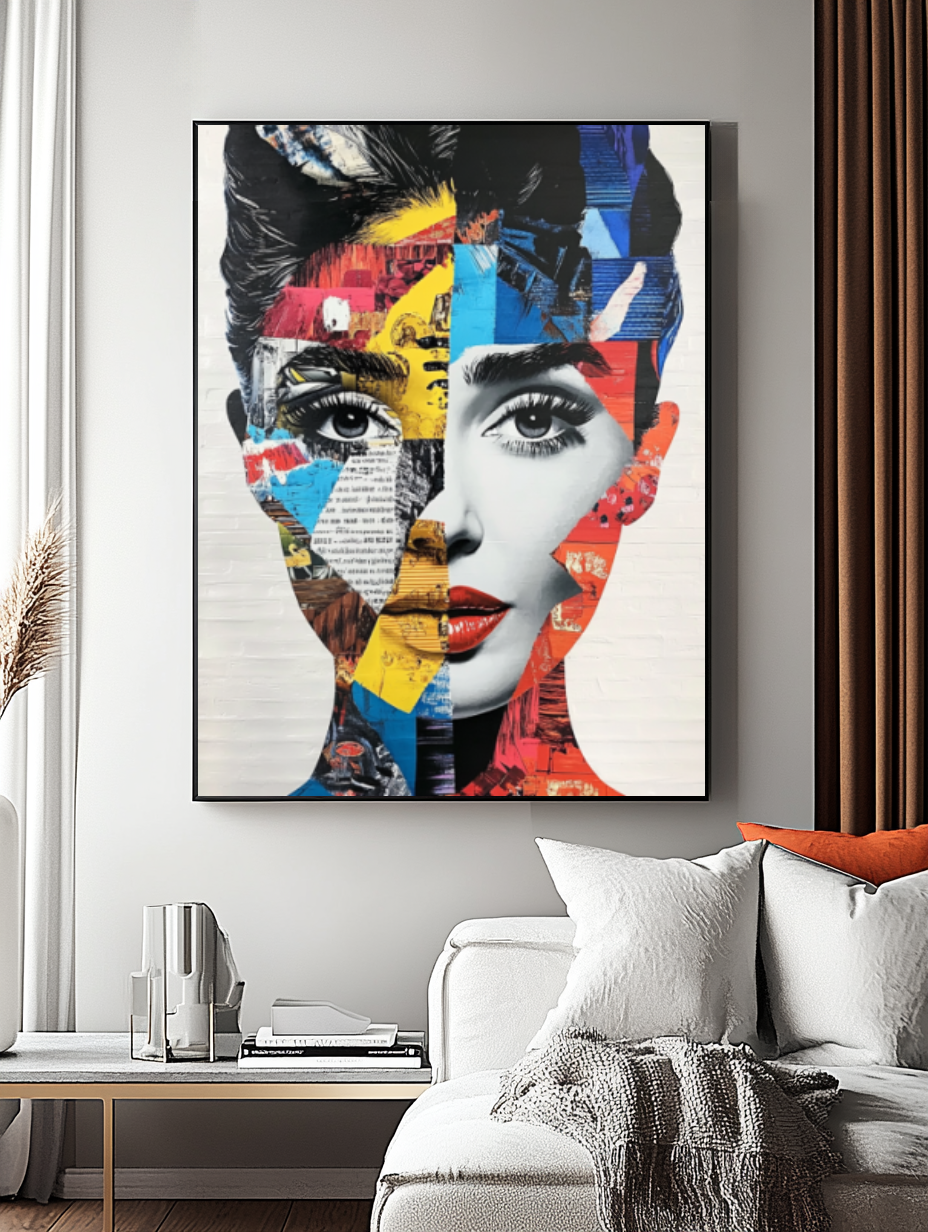 Tableau Décoratif Audacieux en Collage Contrasté - Artibar Tableaux de décoration Art abstrait