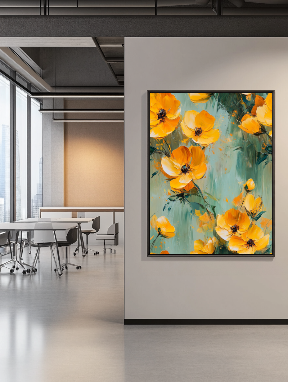 Tableau Décoratif Éclats de Fleurs Dorées - Artibar Tableaux de décoration Art abstrait