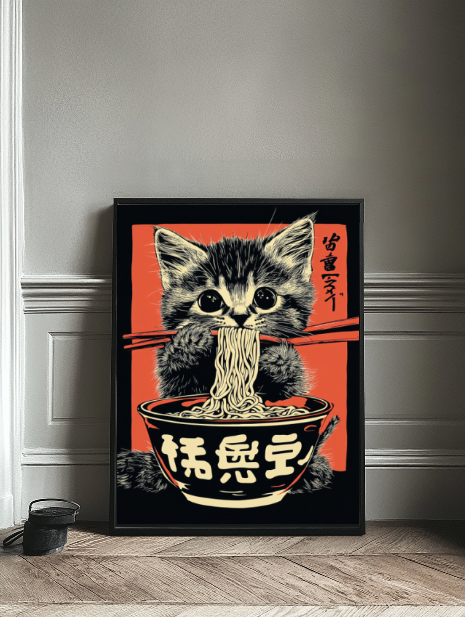 Tableau Décoratif Chat Ramen Artistique - Artibar Tableaux de décoration Art abstrait