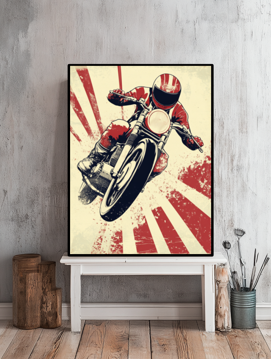 Tableau Décoratif Moto Vintage en Action - Artibar Tableaux de décoration Art abstrait