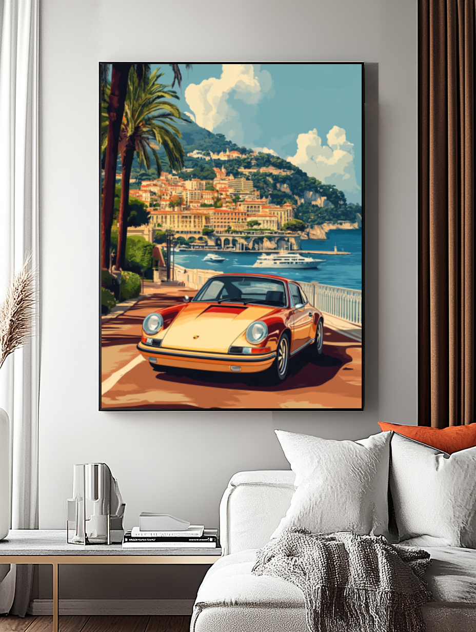 Tableau Décoratif Voiture Classique à Monaco - Artibar Tableaux de décoration Art abstrait