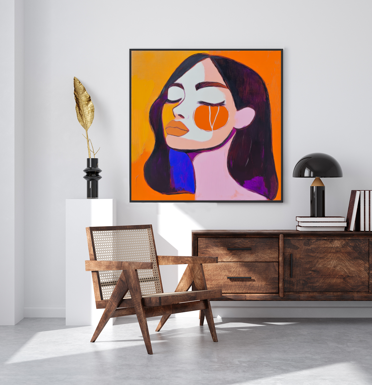 Tableau Décoratif Visage Abstrait en Couleurs Vives - Artibar Tableaux de décoration Art abstrait