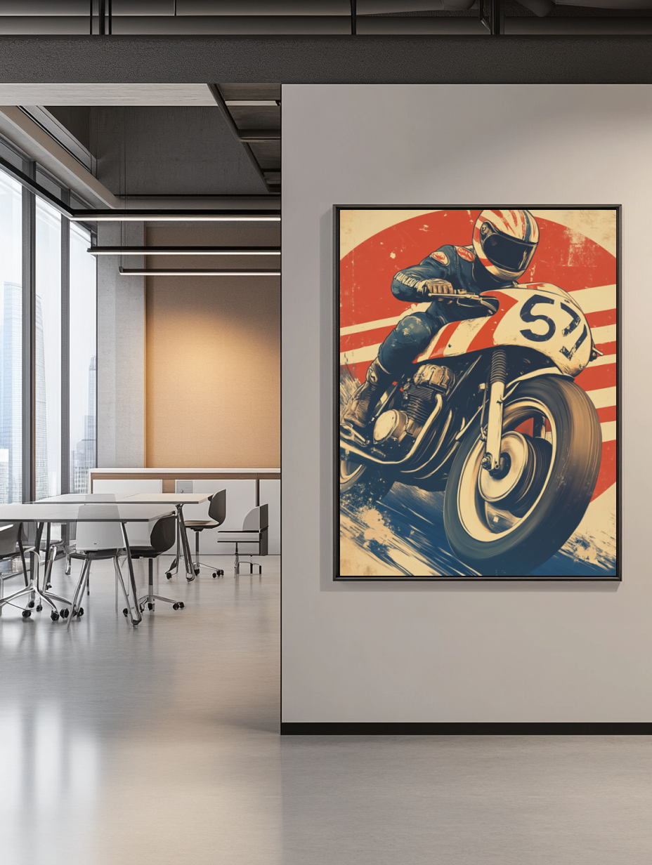 Tableau Décoratif Moto Vintage en Action - Artibar Tableaux de décoration Art abstrait