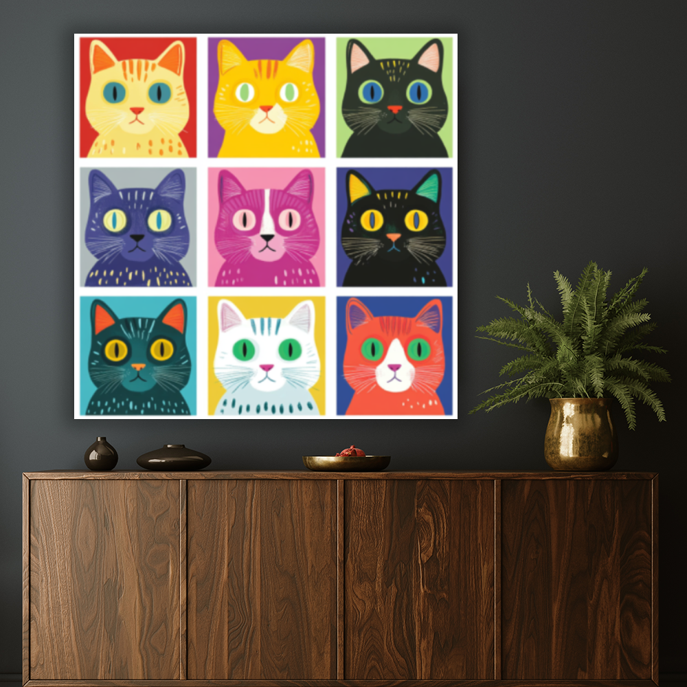 Tableau Décoratif - Chats Pop Art