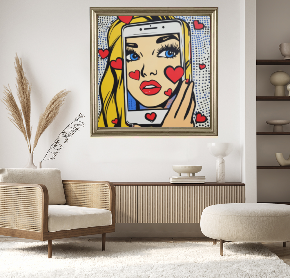 Tableau Décoratif Pop-Art Selfie Amoureux