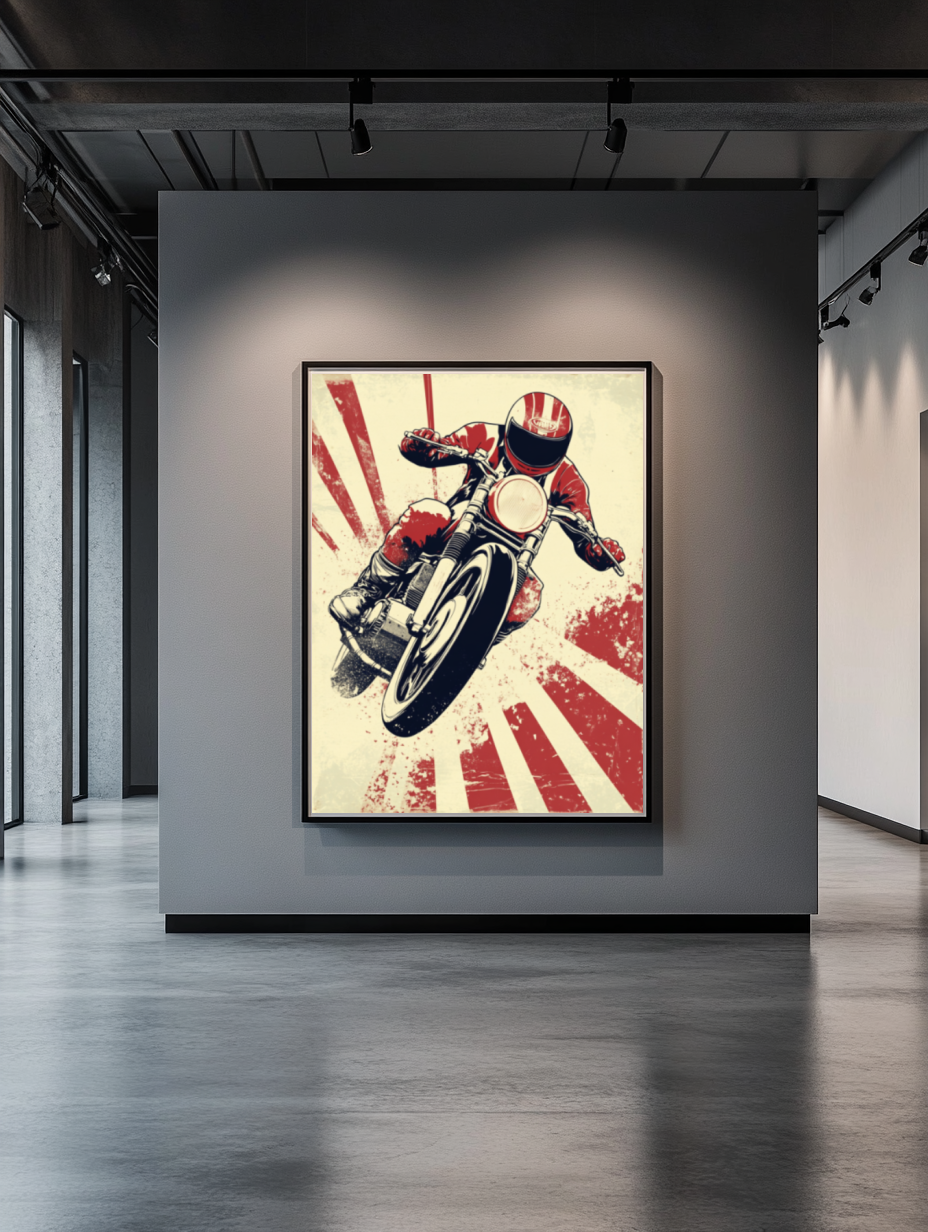 Tableau Décoratif Moto Vintage en Action - Artibar Tableaux de décoration Art abstrait