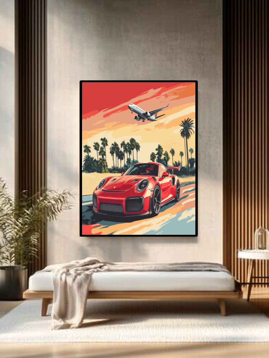 Tableau Décoratif Voiture de Rêve Sous les Tropiques