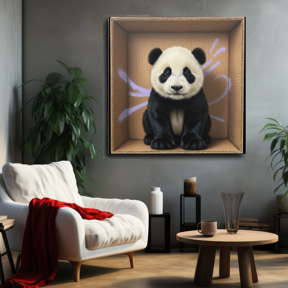 Tableau Décoratif Panda dans la Boîte