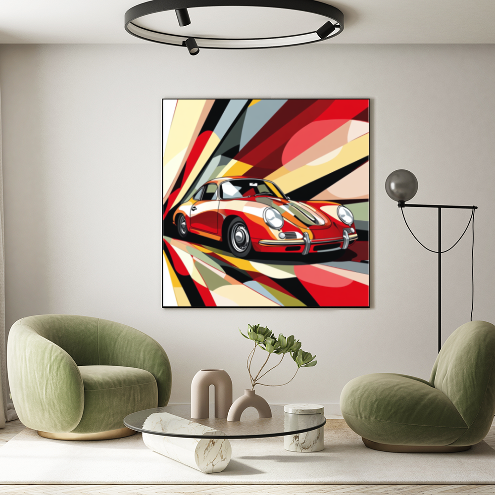 Tableau Décoratif Voiture Classique en Explosion de Couleurs - Artibar Tableaux de décoration Art abstrait