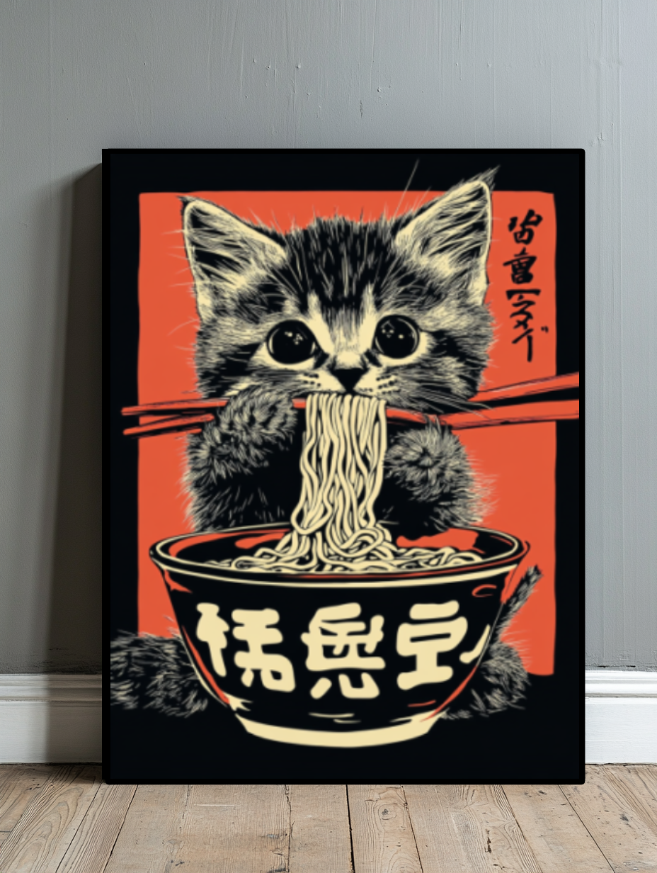 Tableau Décoratif Chat Ramen Artistique