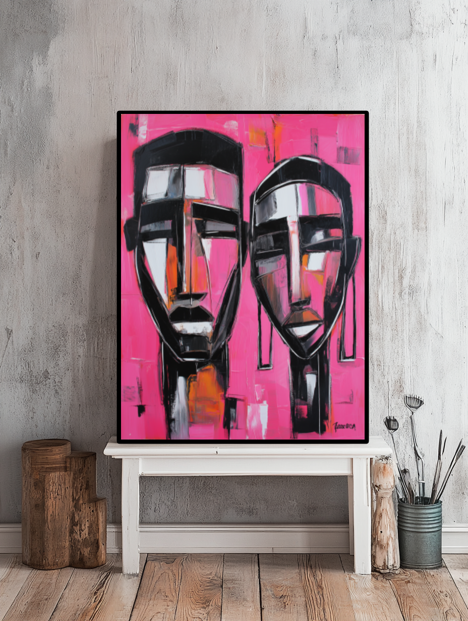 Tableau Décoratif - Visages Néon - Artibar Tableaux de décoration Art abstrait