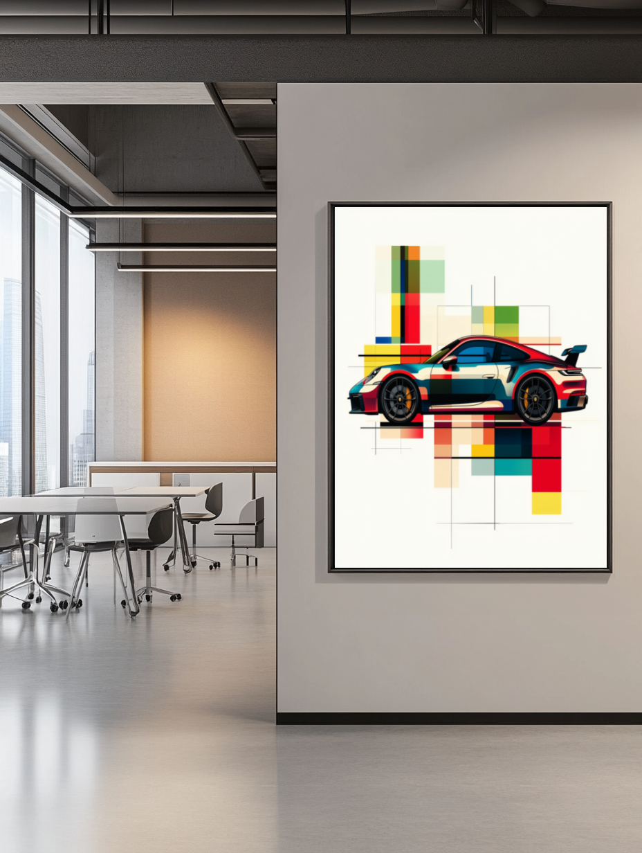 Tableau Décoratif Voiture Futuriste en Couleurs Dynamiques