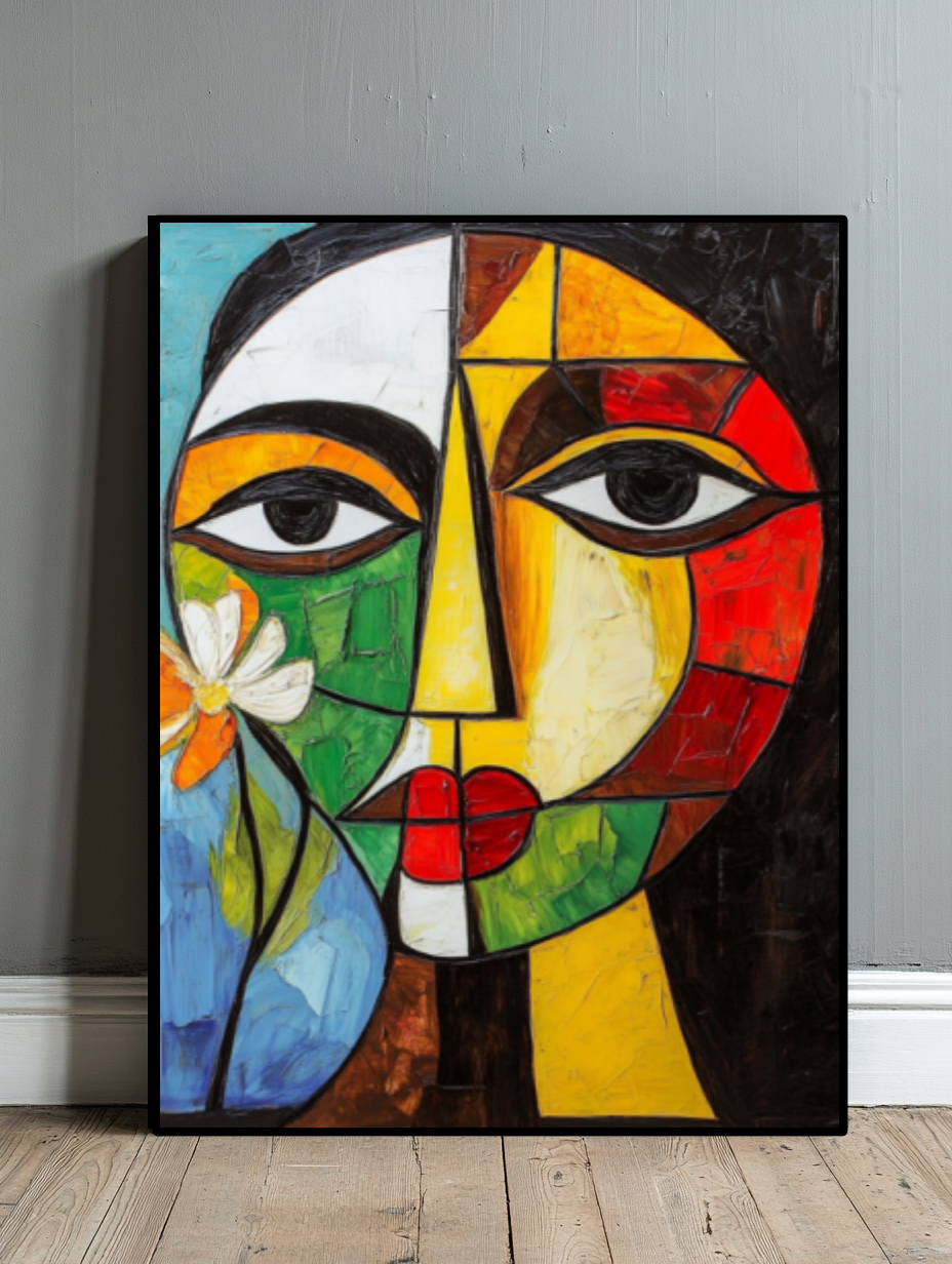 Tableau Décoratif Cubiste aux Couleurs Vibrantes