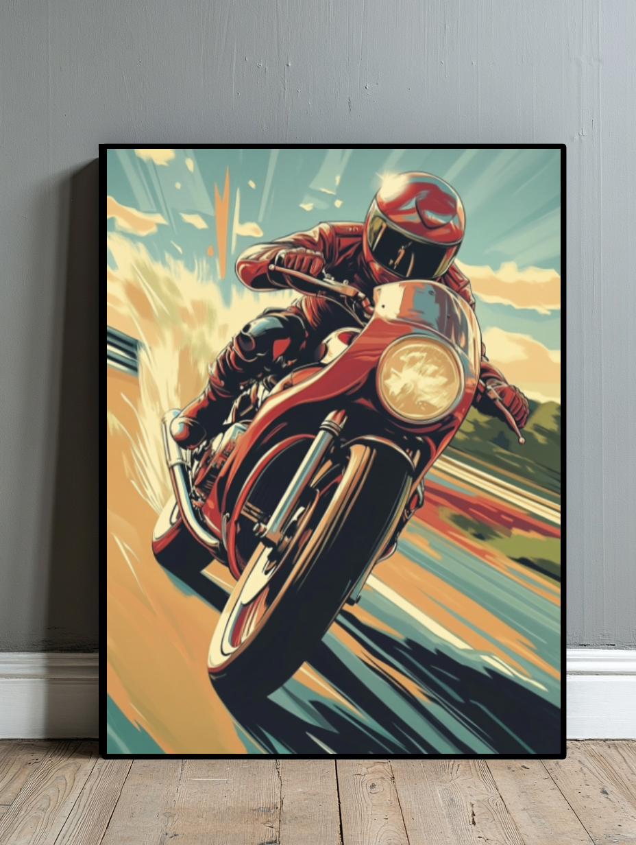 Tableau Décoratif Motard en Pleine Vitesse - Artibar Tableaux de décoration Art abstrait