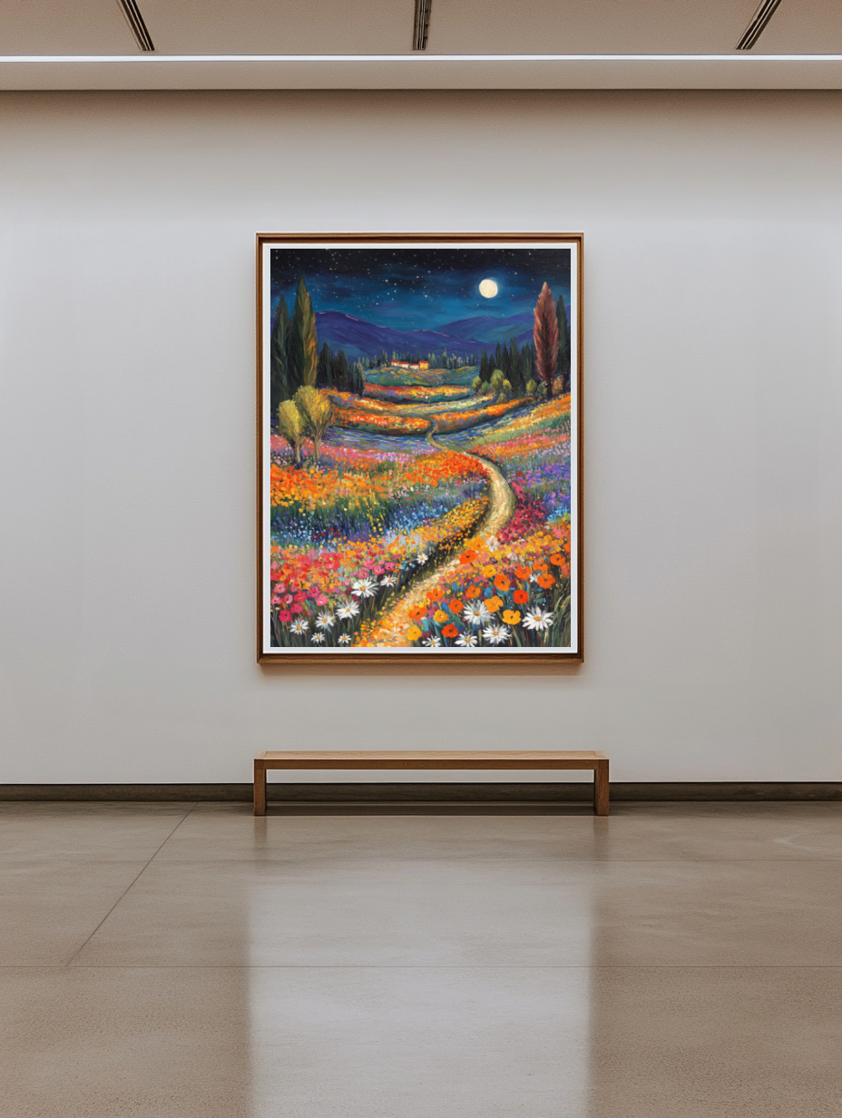 Tableau Décoratif Clair de Lune en Fleurs - Artibar Tableaux de décoration Art abstrait