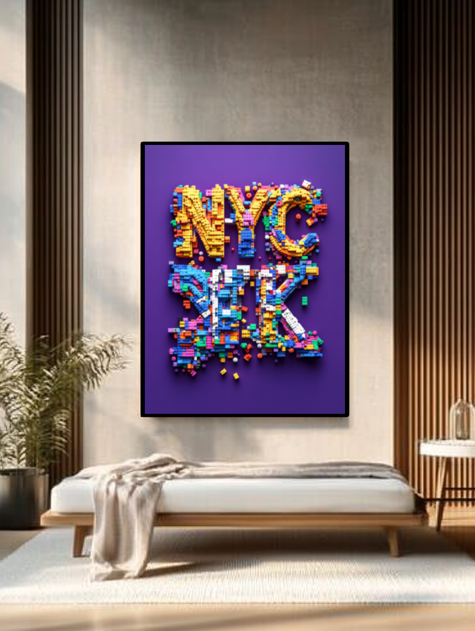 Tableau Décoratif NYC en Briques Colorées