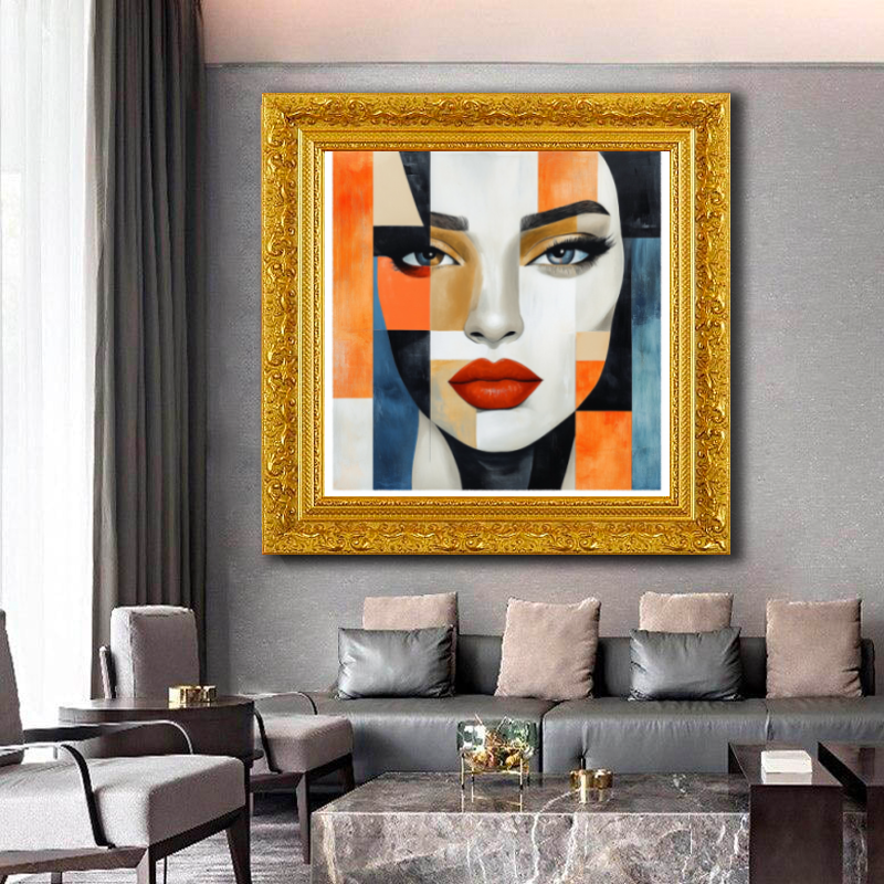 Tableau Décoratif Visage Géométrique Moderne