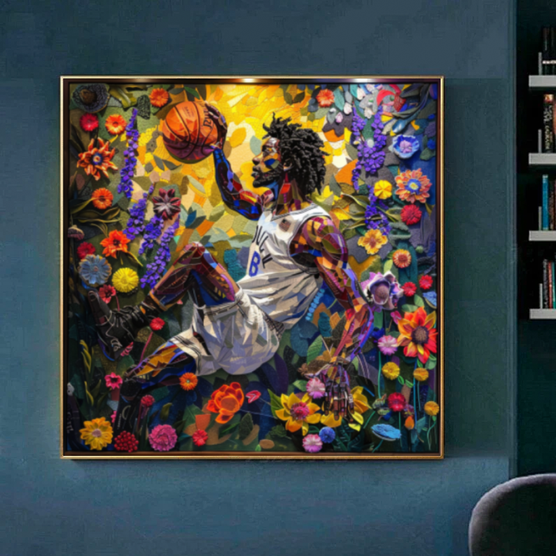 Tableau Décoratif Énergie Florale et Basketball