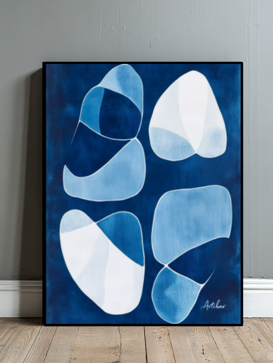 Tableau Décoratif Abstrait Bleu Hypnotique - Artibar Tableaux de décoration Art abstrait