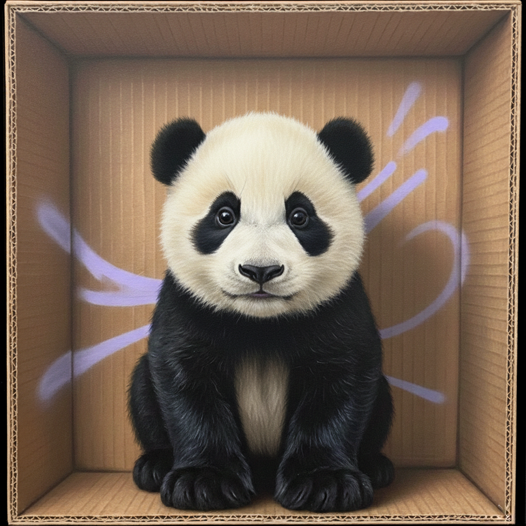 Tableau Décoratif Panda dans la Boîte